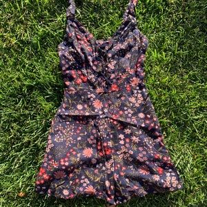 American Eagle blue floral romper